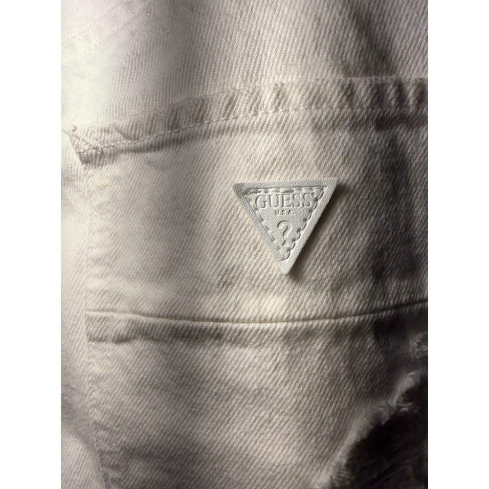 Guess Los Angeles Boy Fit White Distressed Ripped Jeans Size 28 Womens - Picture 5 of 7